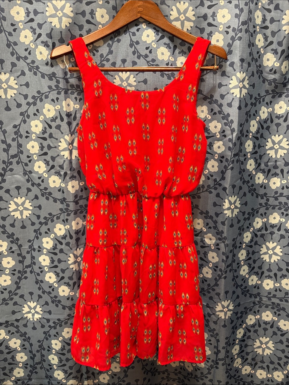 City Triangles Red Tiered Sleeveless Summer Dress